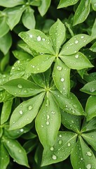 Fototapeta premium Spring Foliage with Fresh Green Leaves and Morning Raindrops for Natural Seasonal Background