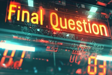 Suspenseful Tech-Inspired Quiz Interface with Countdown Timer and Glowing Elements