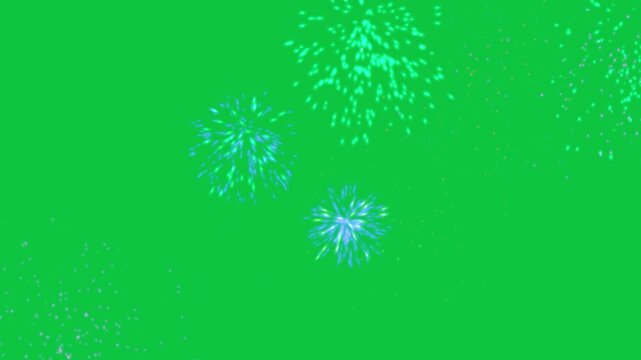 Fireworks burst, fireworks explosion, colorful fireworks celebration animation overlay effect for new year, independence day, festival, special events, holiday isolated on green screen background