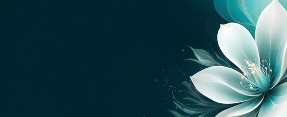 Ethereal Abstract Flower in Teal Mystical Ambiance, abstract background with flowers
