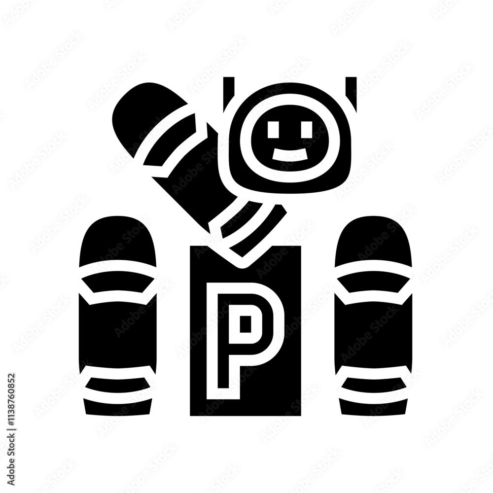Poster automated parking autonomous vehicle glyph icon vector. automated parking autonomous vehicle sign. i
