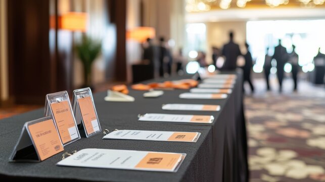 Professional Conference Room Setup with Lanyards Ready for Attendees