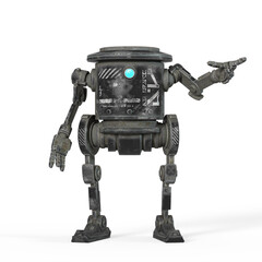 coolest robot is talking in white background