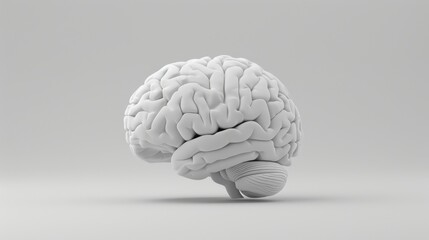 Brain concept, neural network representation, digital innovation, artificial intelligence, futuristic design on a light grey background