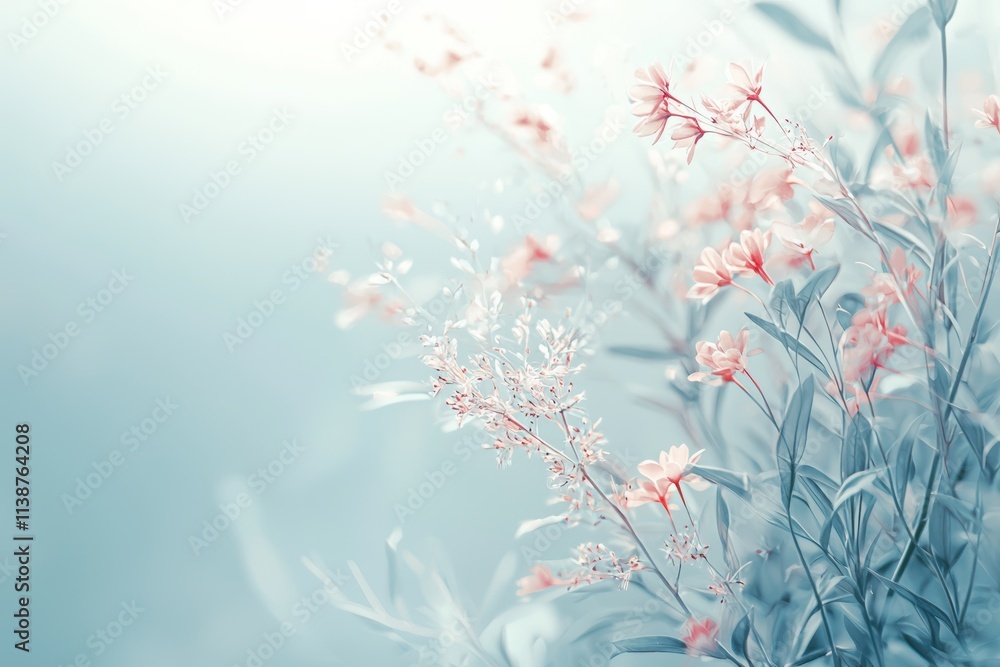 Poster calm spring background with soft pastel gradients and subtle floral elements for inviting designs