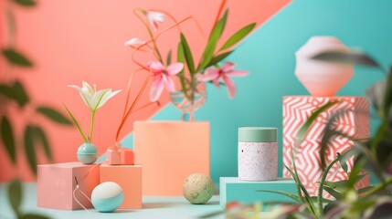 A Stylish Floral Composition created with unique Geometric Elements showcasing artistic flair