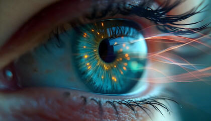 Closeup of a Woman's Eye Fractal Waves and Technological Lines in the Iris