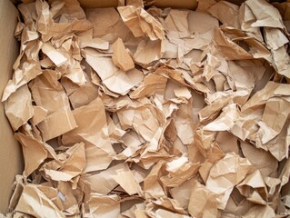 Crinkled Brown Packaging Material: Shredded Cardboard Box for Eco-Friendly Delivery Solutions