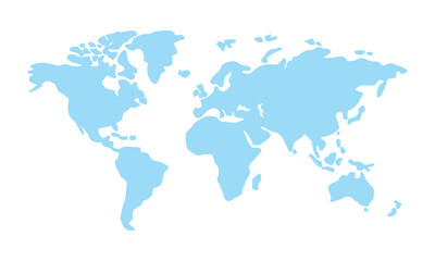 Fototapeta premium Vector illustration of world map, silhouettes of continents. Eurasia, America, Africa, Australia.