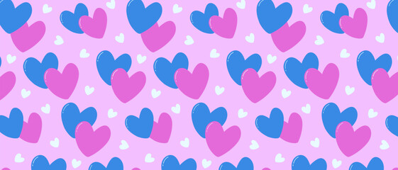 Seamless pattern with pink hearts. Heart pattern for paper, wallpaper, fabric, cover.