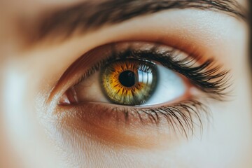 Obraz premium Close-up of a hazel eye with detailed iris