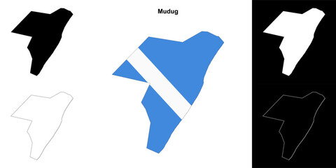 Mudug region outline map set