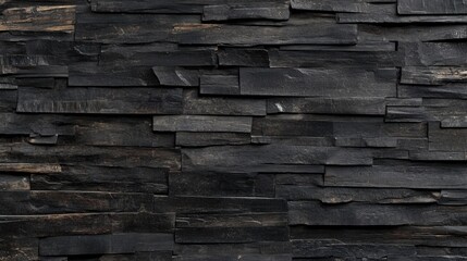 Obraz premium Dark gray slate stone wall texture background.