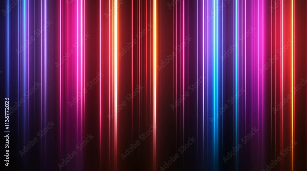 Aufkleber neon lines create vibrant abstract art in a digital space. generative ai