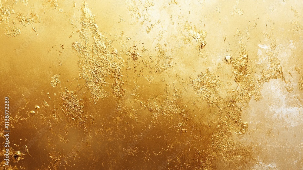 Poster beautiful gold paint splashes creating a unique textured surface. generative ai