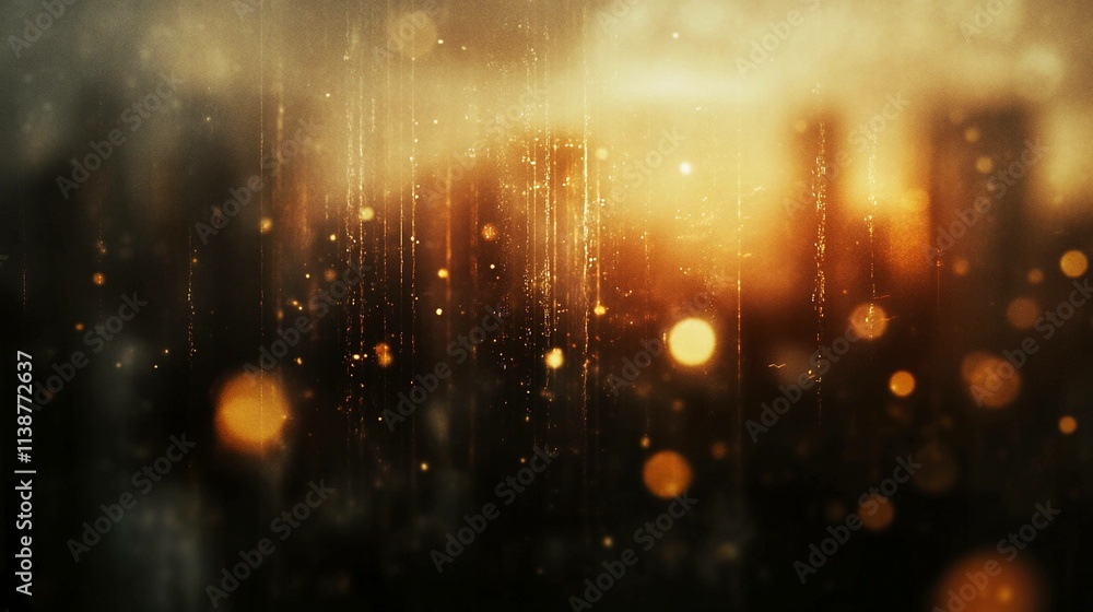 Aufkleber metropolis lights create a stunning bokeh effect at sunset. generative ai