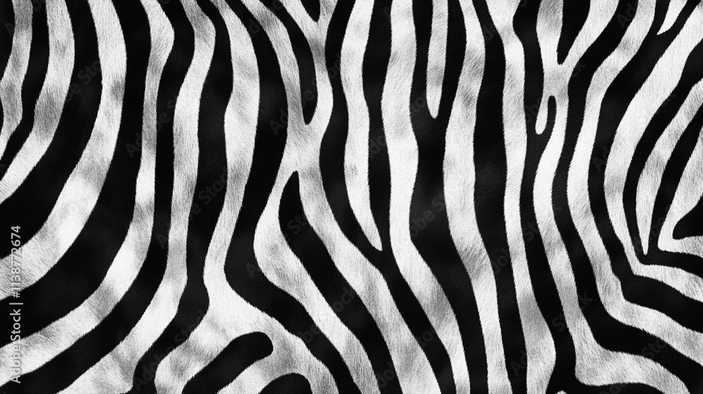 Poster stunning black and white zebra pattern with smooth flowing lines. generative ai