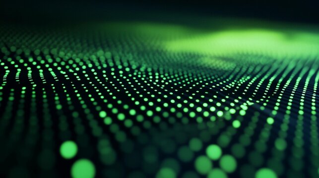 Complex matrix of green numbers creating a digital landscape. Generative AI