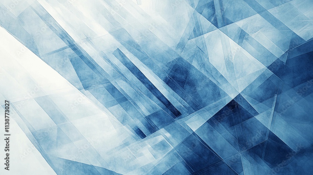 Poster complex patterns in cool tones create a serene visual atmosphere. generative ai