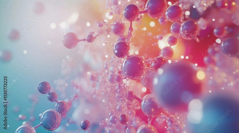 Aufkleber schematic representation of molecular structures in vibrant colors. generative ai