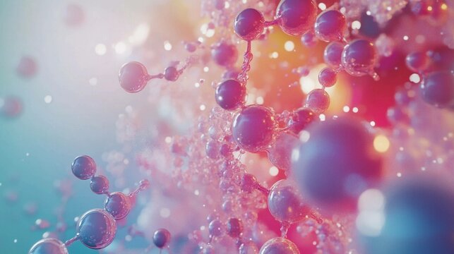 Schematic representation of molecular structures in vibrant colors. Generative AI