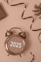 Christmas new year banner gift boxes mocha mousse trendy 2025 colours