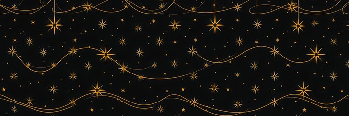 Abstract star Christmas background with golden vector lines, lines, pattern