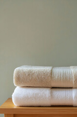 Neatly stacked soft towels