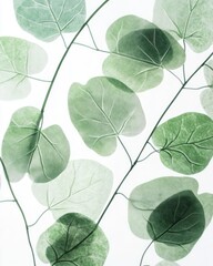 Lush Green Vine Closeup on White Background: Isolated Plant with Vibrant Leaves