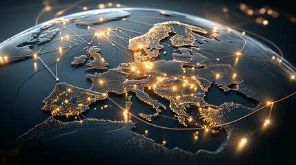 Global business network connecting europe: a futuristic visualization of international trade and communication
