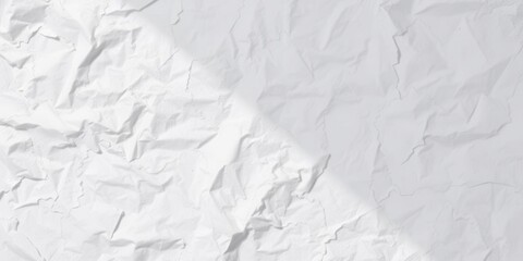 Obraz premium Crumpled white paper background with soft shadows and textured surface, crumpled, paper