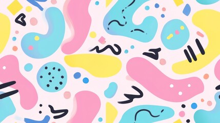 Playful Pastel Abstract Shapes Seamless Pattern Design
