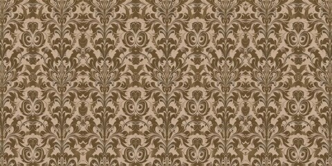 Elegant seamless damask wallpaper design in luxurious color palette, classic, decoration, intricate