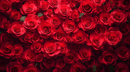 vibrant backdrop of red roses, symbolizing love and beauty