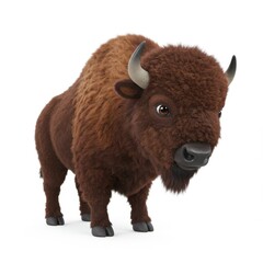 Fototapeta premium The image is a 3D rendering of a cute bison on a white background