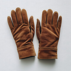 A Pair of Classic Brown Suede Gloves with a Rustic Texture