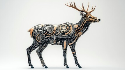 Fototapeta premium Mechanical deer with gear insides.