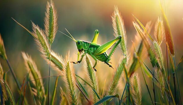 grasshopper on the grass