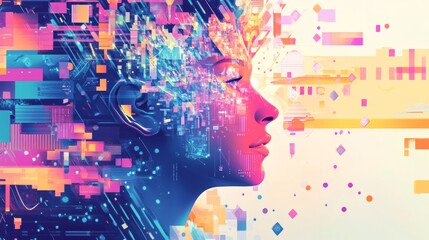 Fototapeta premium Big data technology Data science analysing artificial intelligence generative AI deep learning machine learning algorithm Neural flow network analytics innovation abstract futuristic. 3d rendering. 