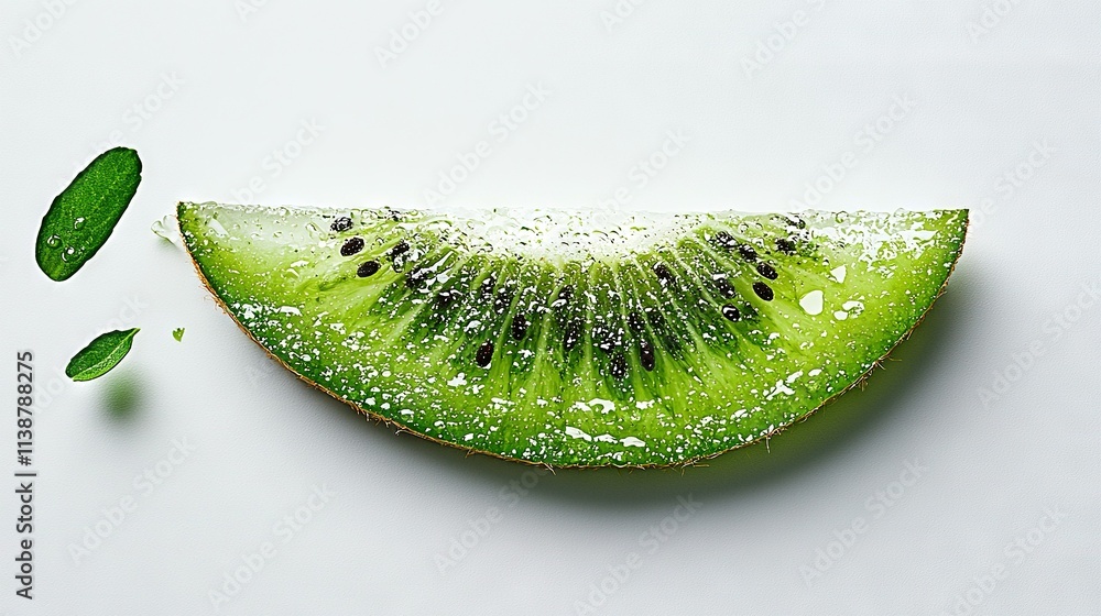 Poster a kiwi sitting atop a table beside a cucumber also resting on a table