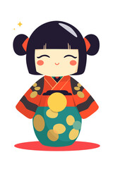 Japanese kokeshi doll. Cute vector isolated illustration