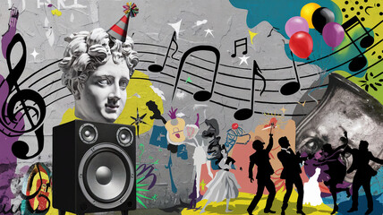 Classical Bust Party with Music and Balloons