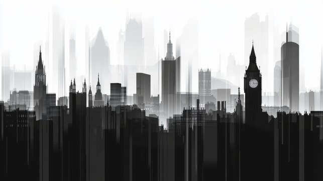 Europe skyline detailed silhouette. Trendy vector illustration, line art style.