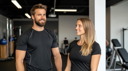 Naklejka premium Fitness motivation session gym photography indoor eye-level personal training inspiration