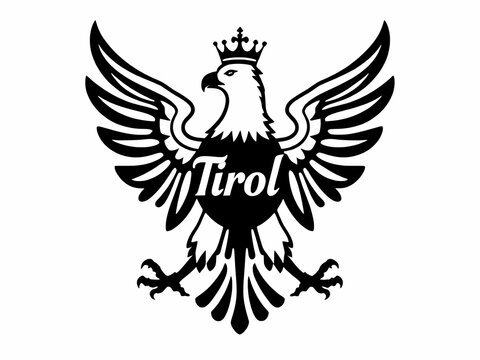 recommend clip art: Tiroler Wappen mit Adler und Krone in Schwarz und Weiß