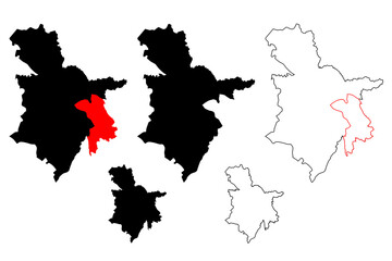 Sulaymaniyah Governorate (Republic of Iraq, Governorates of Iraq) map vector illustration, scribble sketch Sulaymaniyah Province map