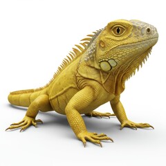 Obraz premium A realistic 3D rendering of an iguana looking at the camera on a white background