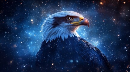 Realistic, artistic Presidential Inauguration 2025 banner, radiant stars and stripes theme with eagle centerpiece
