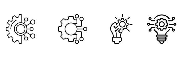 Gear and bulb icon set in vector