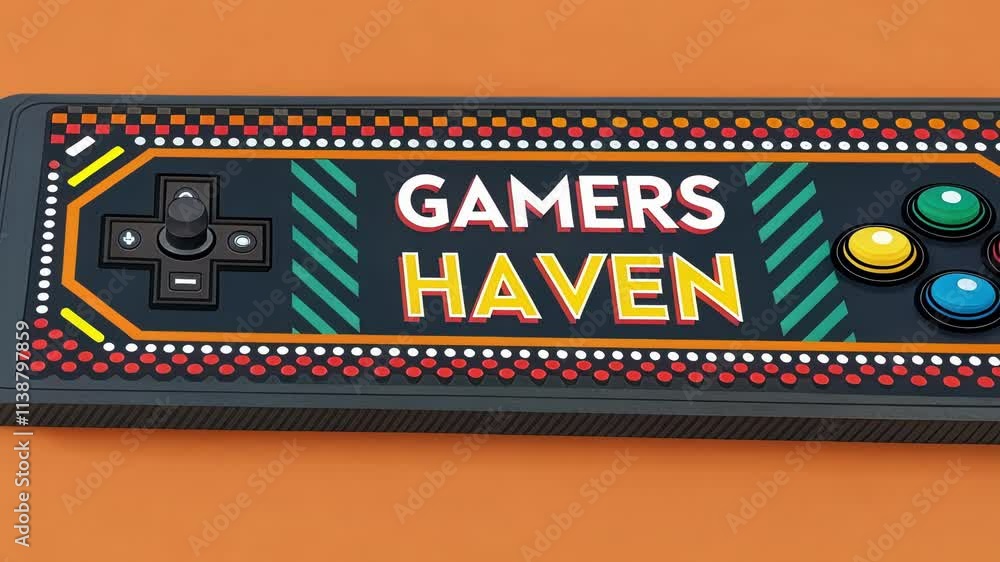 Poster gamers haven an arcadeinspired personal website with bold colorful borders resembling classic game l